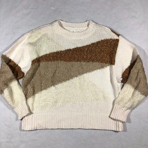 NEW Lou & Grey Womens Medium Fuzzmarl Sweater Boho Cream Tan NWT $90